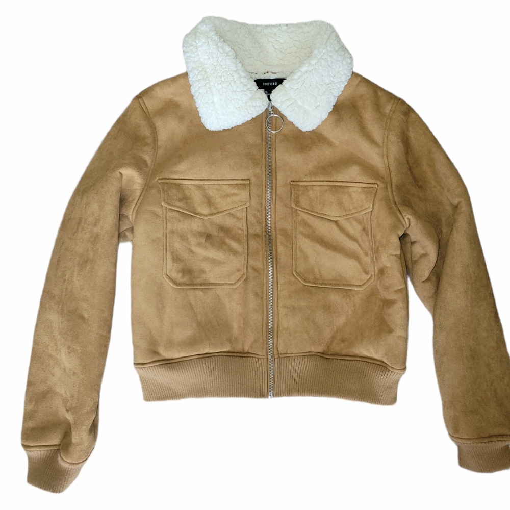Forever 21 Faux Shearling and Suede Jacket sz M